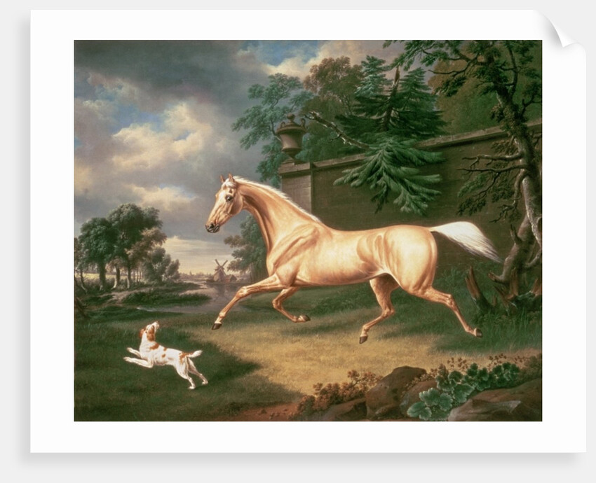 A Palomino frightened by an oncoming storm with a Spaniel, 1814 by Charles Towne