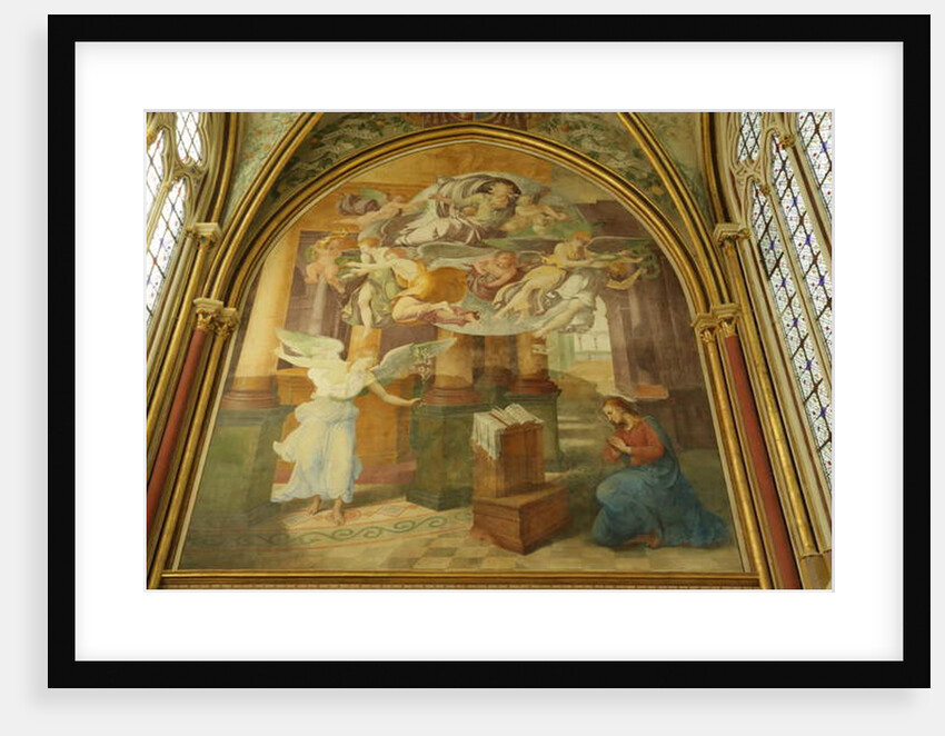 The West Wall of the Rayonnant chapel of the Abbey with The Annunciation , 16th-19th century by Francesco Primaticcio