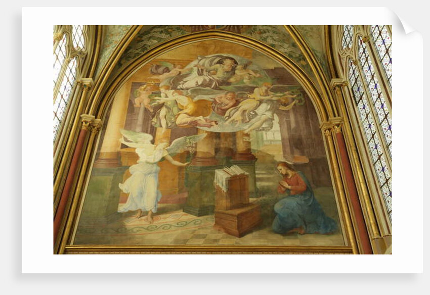 The West Wall of the Rayonnant chapel of the Abbey with The Annunciation , 16th-19th century by Francesco Primaticcio