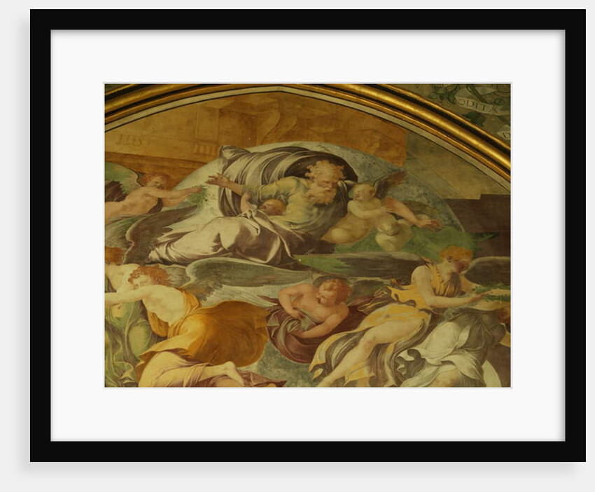 The West Wall of the Rayonnant chapel of the Abbey, detail above The Annunciation by Francesco Primaticcio