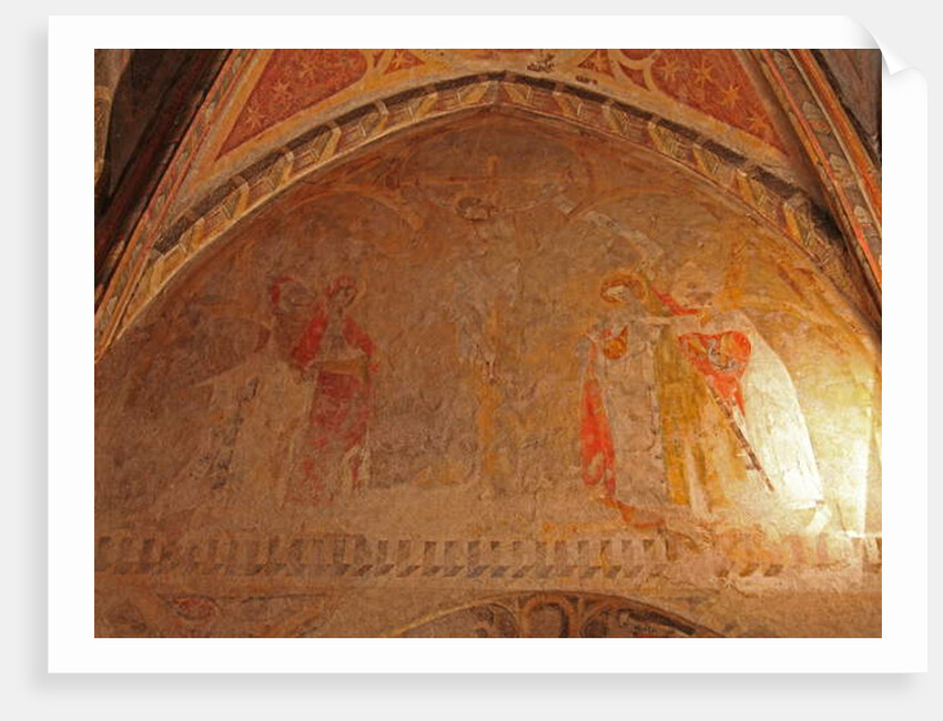 Depicting the Crucifixion with Mary and St John by French School