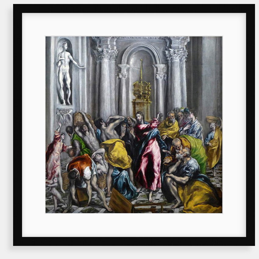 Christ driving the merchants from the temple painting by Domenikos Theotokopoulos dit Le Greco - Christ Driving the Traders from the Temple by El (1541-1614) Greco