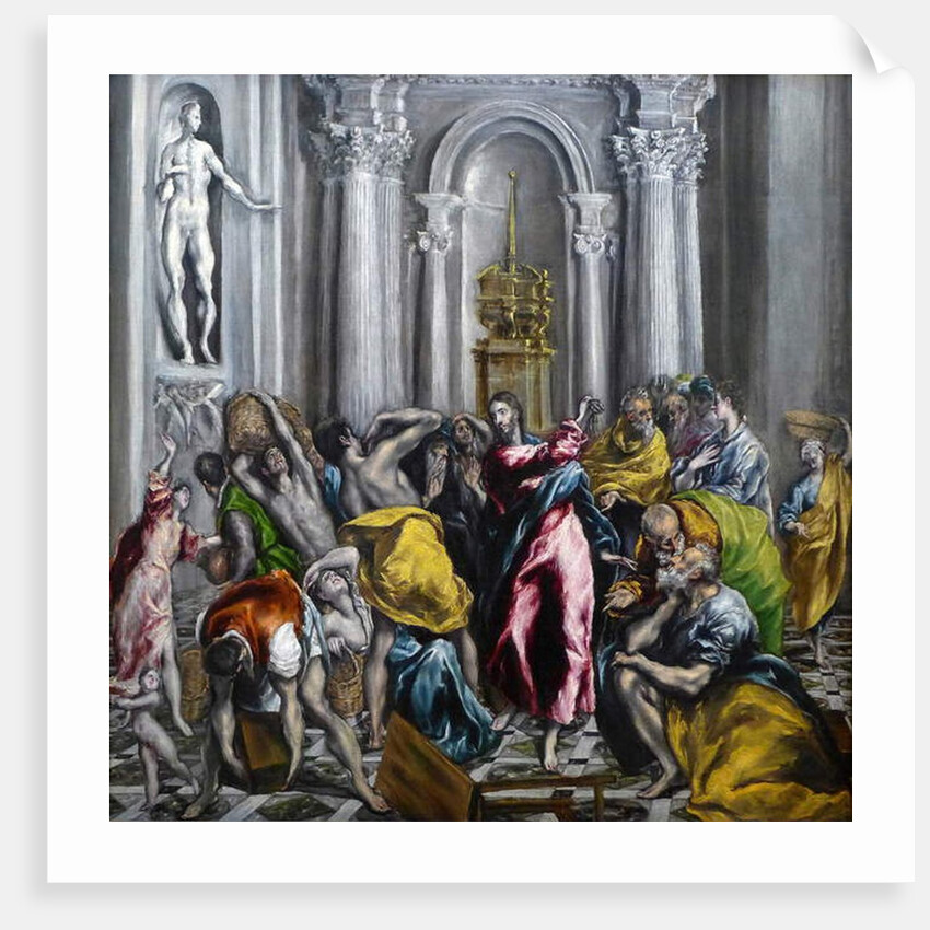 Christ driving the merchants from the temple painting by Domenikos Theotokopoulos dit Le Greco - Christ Driving the Traders from the Temple by El (1541-1614) Greco