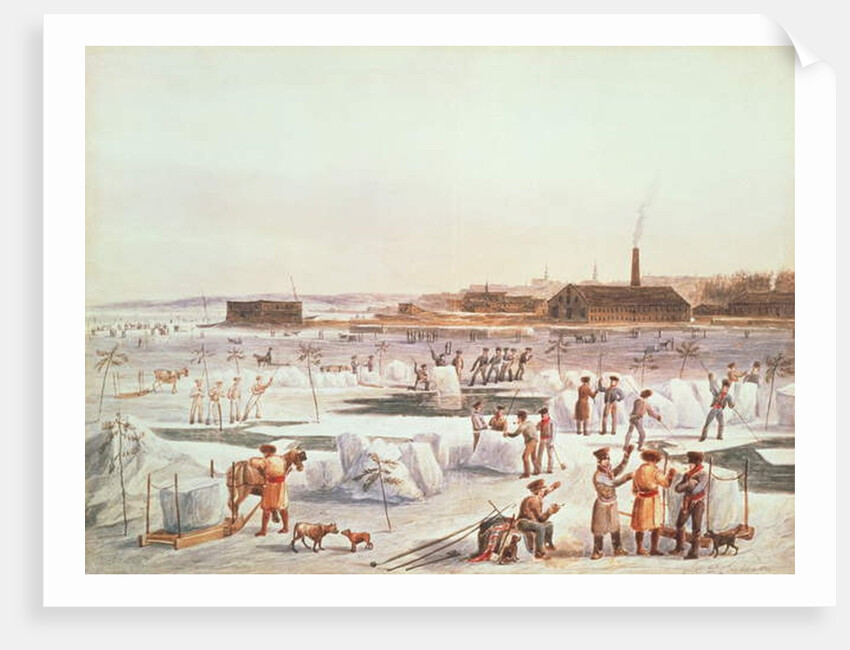 Cutting Ice in Winter on the St. Charles River by James-Pattison Cockburn