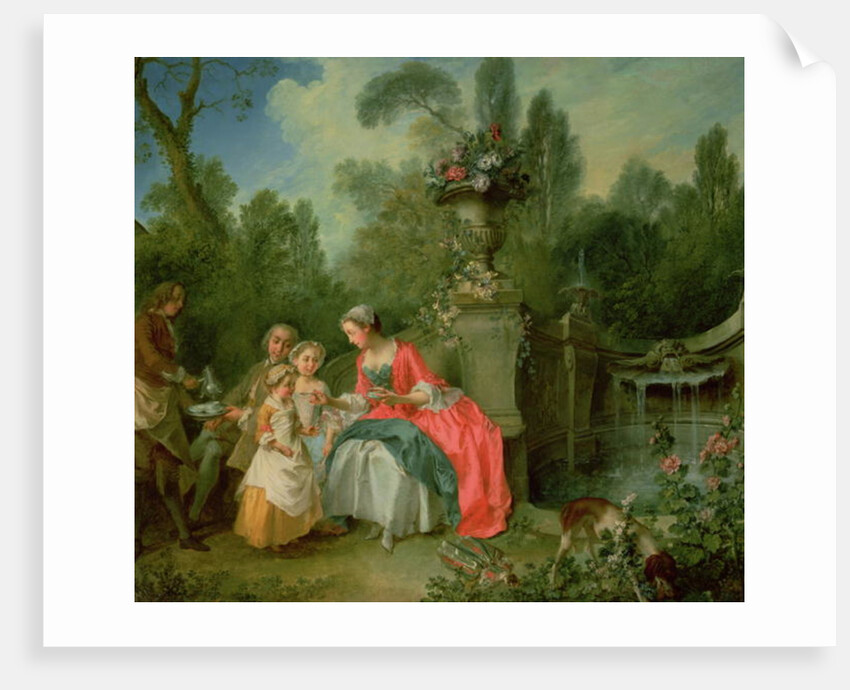 A lady and a gentleman in the Garden with two children c. 1742 by Nicolas Lancret