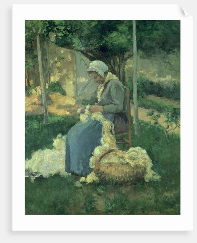 Female Peasant Carding Wool, 1875 by Camille Pissarro