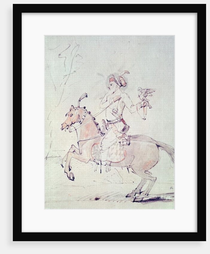 Shah Jehan with falcon on horseback by Rembrandt Harmensz. van Rijn