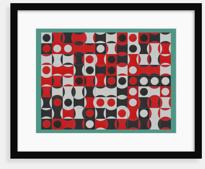 BLACK WHITE & RED COMPOSITE OF CIRCLES, 2017 by Peter McClure