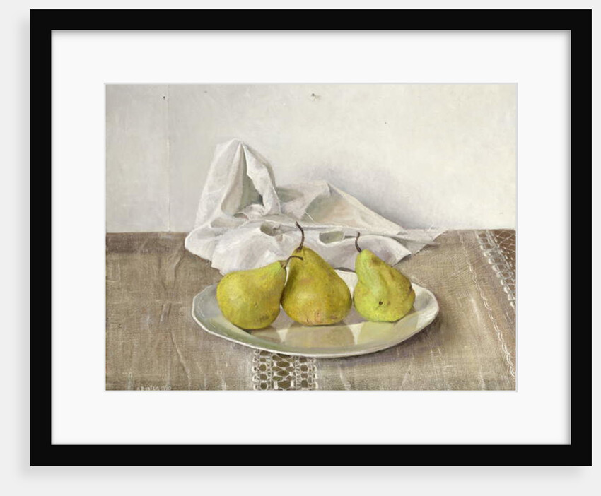 Three Pears on a Plate, Still Life, 1990 by Arthur Easton