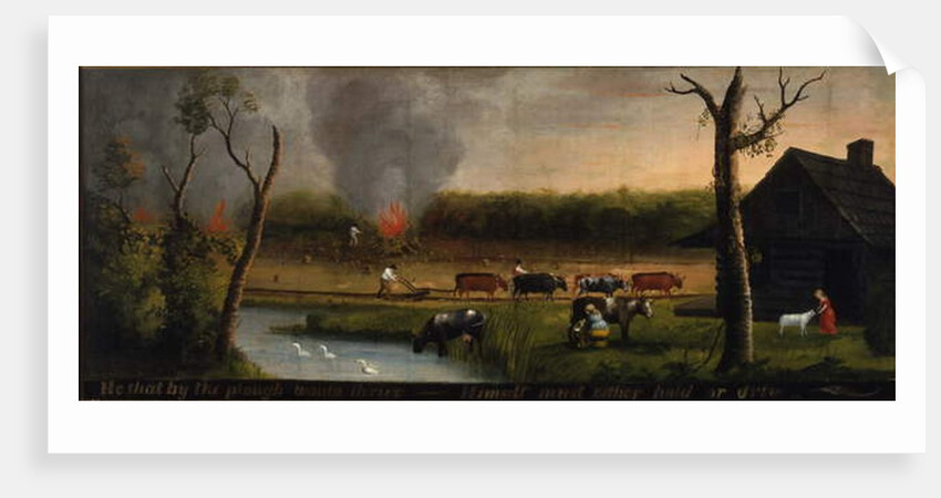 He that by the plough would thriveHimself must either hold or drive, c.1825-50 by American School