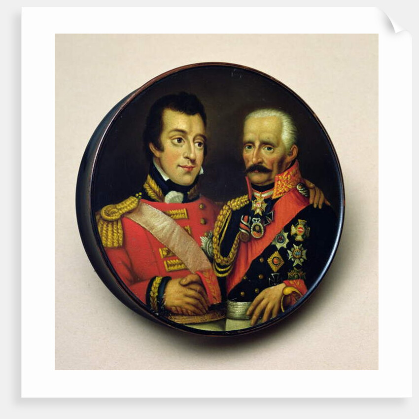 Snuff box with portraits of Arthur Wellesley Duke of Wellington and Gebbard Leberecht Field Marshall, Prince von Blucher by English School