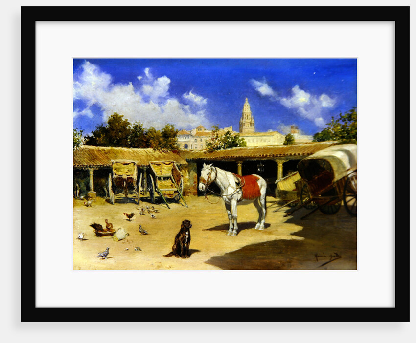 A Courtyard in Murcia, with Cathedral tower by Jose Marin Baldo