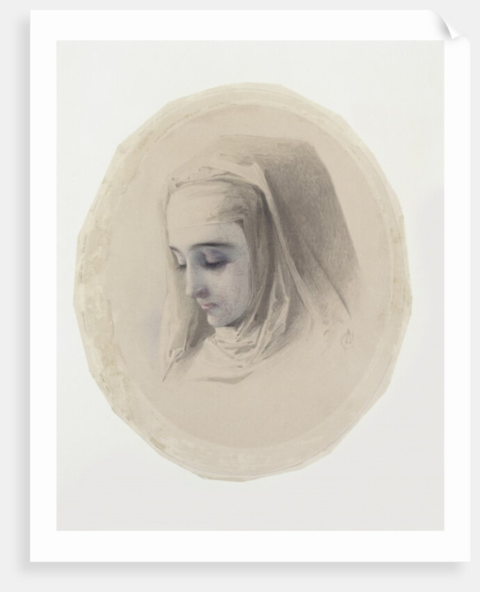 Head study for The Nun, c. 1870 by Adelaide Claxton