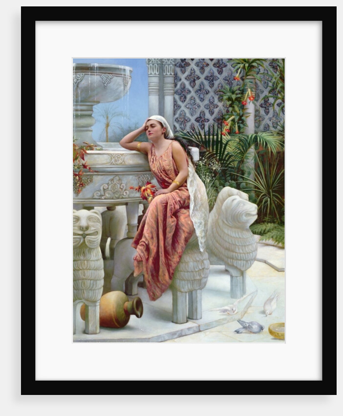 A Restful Moment by the Lion Fountain at the Alhambra, Spain, 1894 by Margaret Murray Cookesley