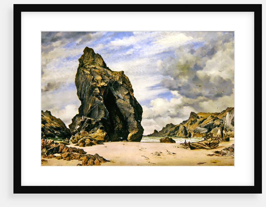 Steeple Rock, Kynance Cove, Lizard, Cornwall, Low Water, 1873 by Edward William Cooke