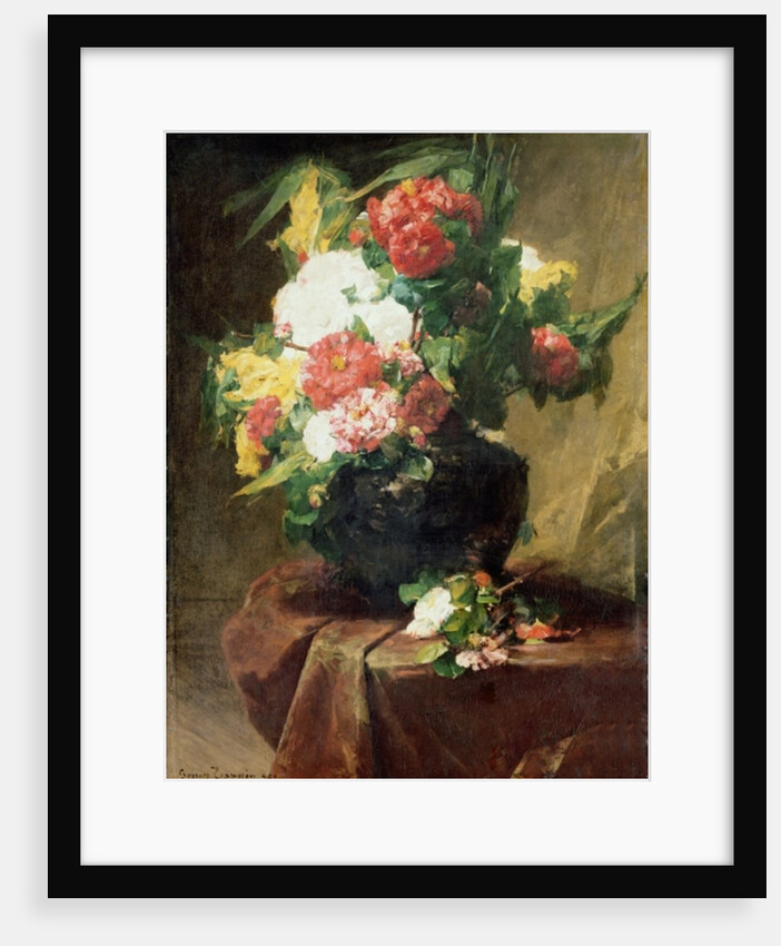 Peonies in a Vase on a Draped Table. 1895 by Georges Jeannin