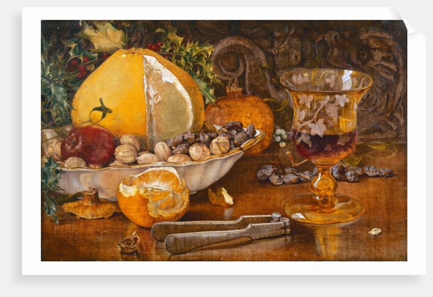 Still Life of Fruit, Nuts and Wine Glass, 1864 by John Edward Newton