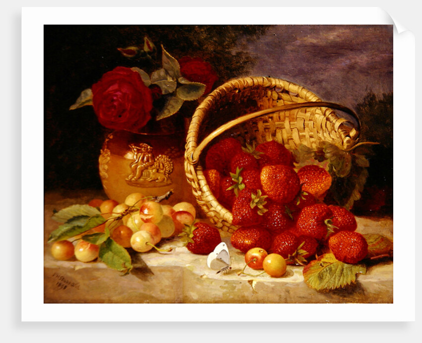 Still life of basket with strawberries and cherries, 1898 by Eloise Harriet Stannard