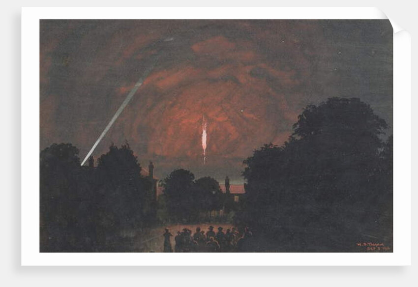 The Zeppelin which fell at Cuffley, 1916 by William Stephen Tomkin