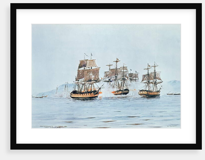 Commodore Macdonough in the Saratoga defeats the British, Battle of Lake Champlain, 11 September 1814 by E. Tufnell