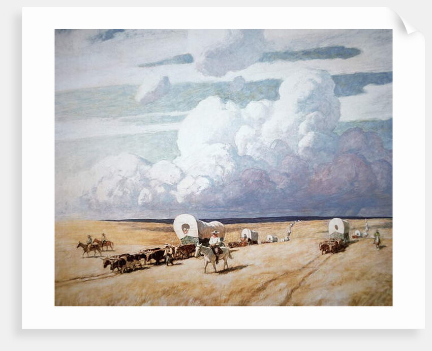 wagons couverts se dirigeant vers l'ouest by Newell Convers Wyeth