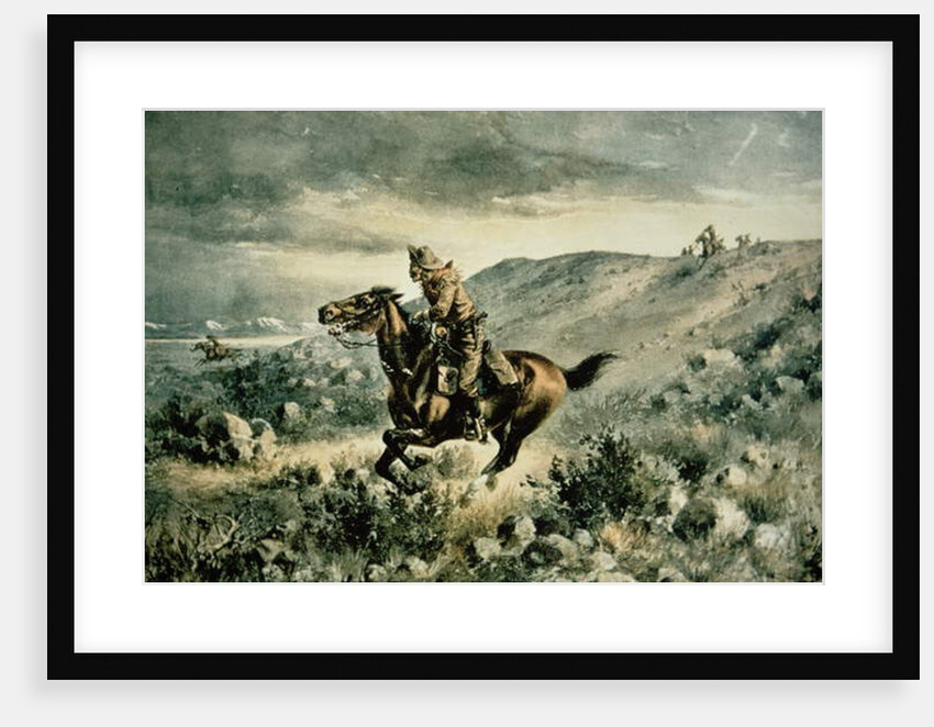 Pony Express pursued by Indians, 1900 by Henry W. Hansen