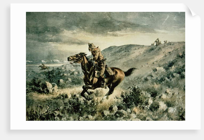 Pony Express pursued by Indians, 1900 by Henry W. Hansen