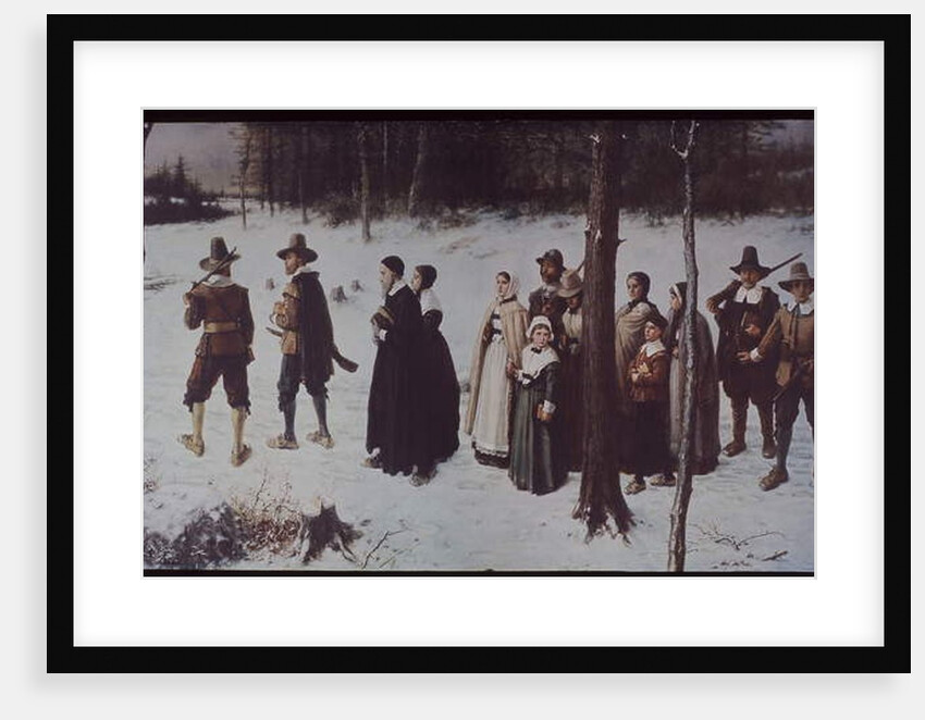 Pilgrim Fathers going to church in colonial America, 1867 by George Henry Boughton