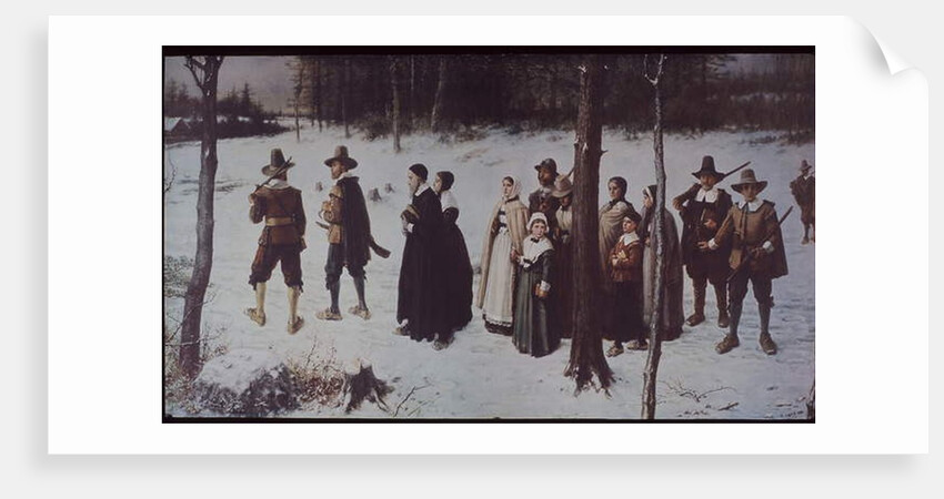 Pilgrim Fathers going to church in colonial America, 1867 by George Henry Boughton
