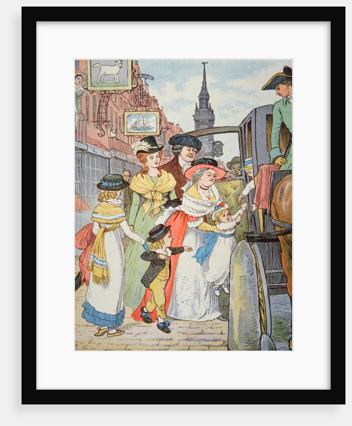 Family life in colonial America - Street scene in Boston by Randolph Caldecott