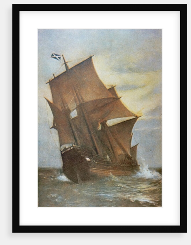 The Mayflower carrying the Pilgrim Fathers across the Atlantic to America in 1620 by Marshall Johnson