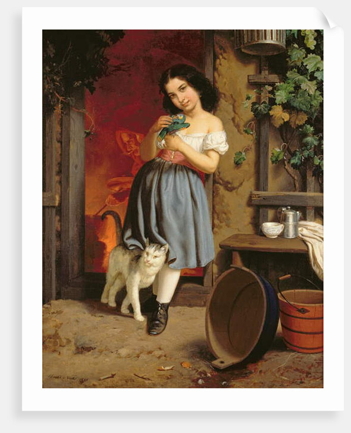 A Young Girl with a Cat, 1866 by Karl Nahl