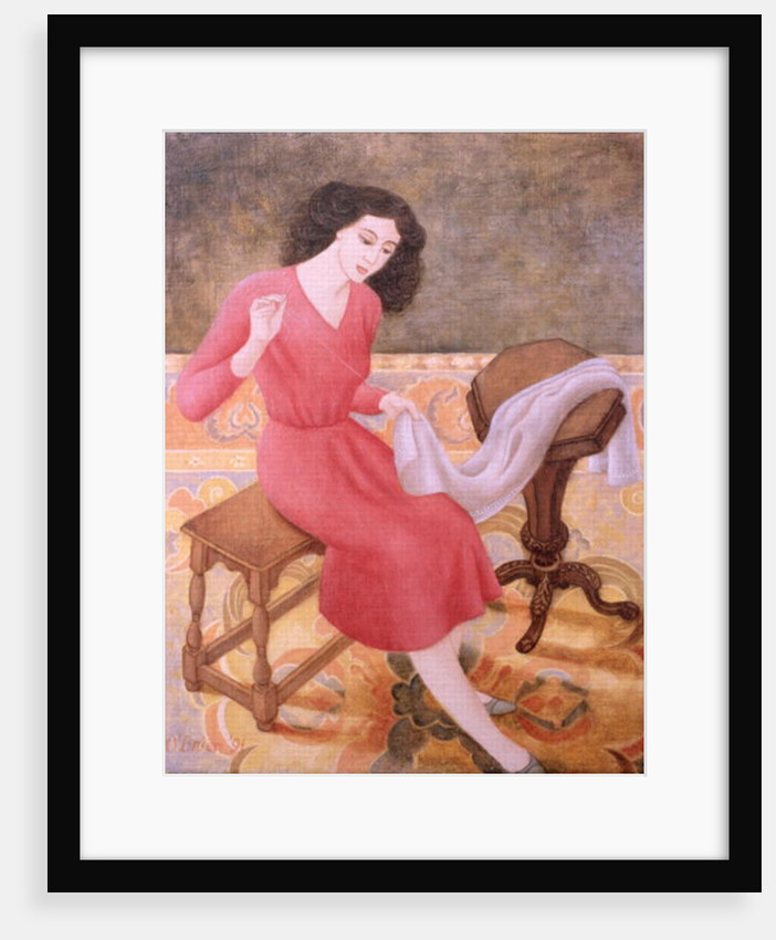 Girl Sewing, 1991 by Patricia O'Brien