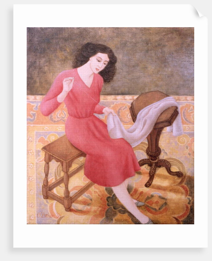 Girl Sewing, 1991 by Patricia O'Brien
