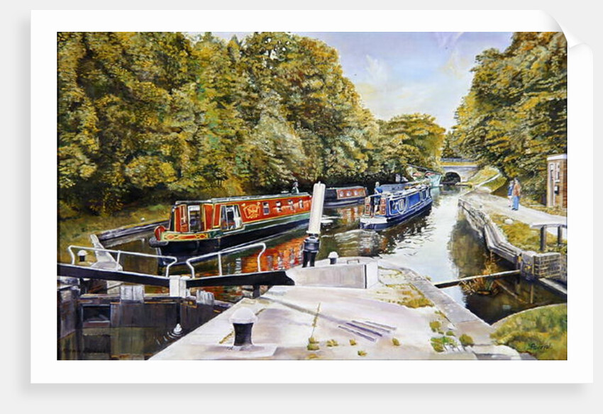 Knowle top lock, 2003 by Kevin Guild of Railway Artist Parrish