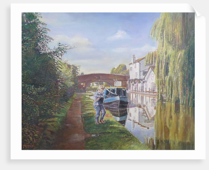 Woman hauling butty boat, 2008 by Kevin Parrish