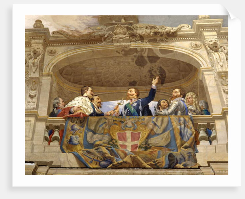 Carlo Alberto giving the sword to Vittorio Emanuele II, detail by Cesare Mariani