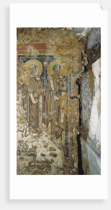 Wall painting from the Crypt of the Popes, Catacombs of San Callisto, Rome by Roman Roman