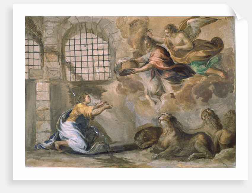 Daniel in the Lions' Den is fed by Habbukuk by Francesco Allegrini