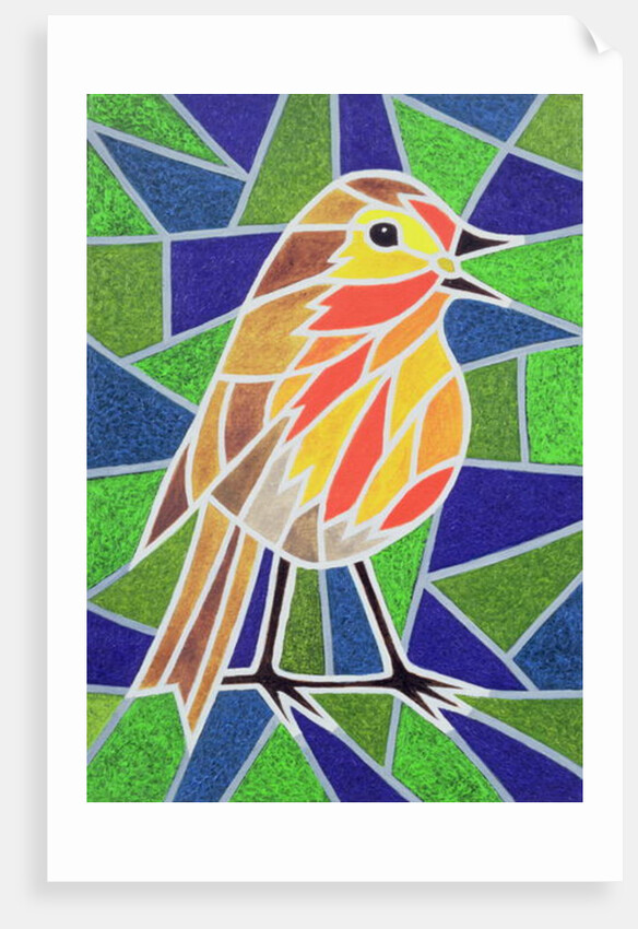 Robin on Stained Glass by Pat Scott