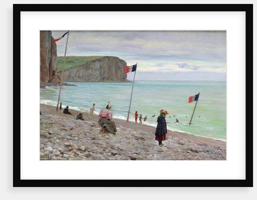 Beach scene at Fecamp, northern France by Francois Auguste Didier Clovis