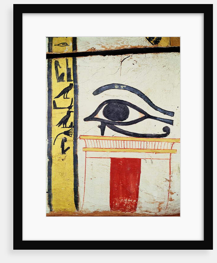 Wedjat Eye, detail from the sarcophagus cover of the Lady of Madja, New Kingdom, c.1450 BC by Egyptian 18th Dynasty