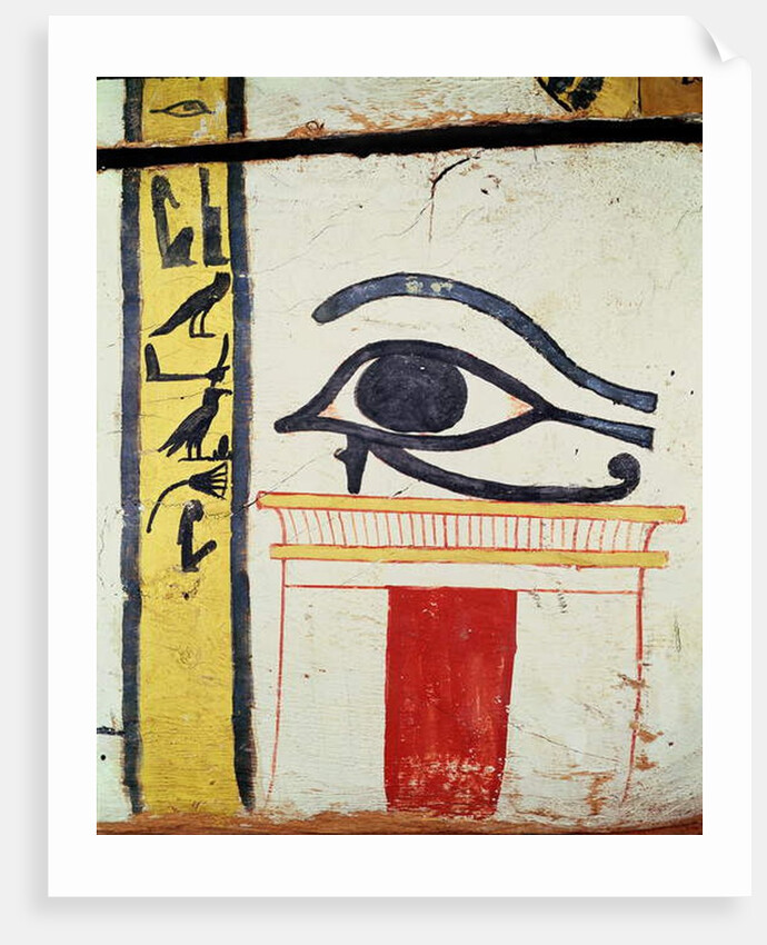 Wedjat Eye, detail from the sarcophagus cover of the Lady of Madja, New Kingdom, c.1450 BC by Egyptian 18th Dynasty