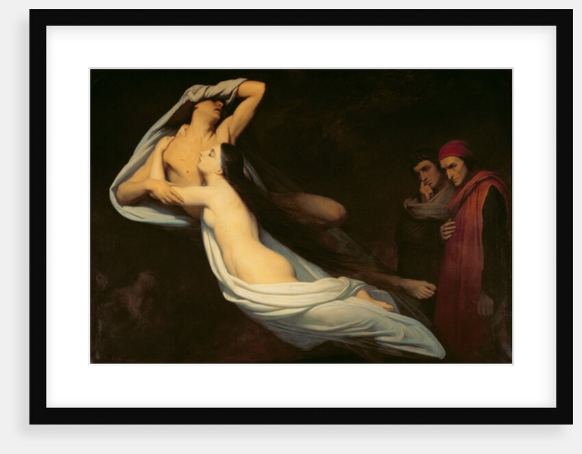 The figures of Francesca da Rimini and Paolo da Verrucchio appear to Dante and Virgil by Ary Scheffer