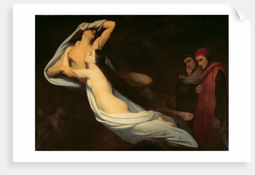 The figures of Francesca da Rimini and Paolo da Verrucchio appear to Dante and Virgil by Ary Scheffer