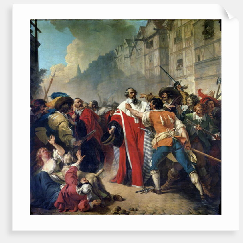 Mathieu Mole being stopped by the Parisian crowd on his return from visiting Mazarin and Queen Anne of Austria, 1879 by French School