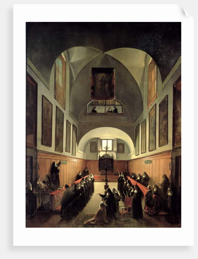 The initiation of a young novice from Albano in the choir of the convent of St. Clare in Rome by Francois-Marius Granet