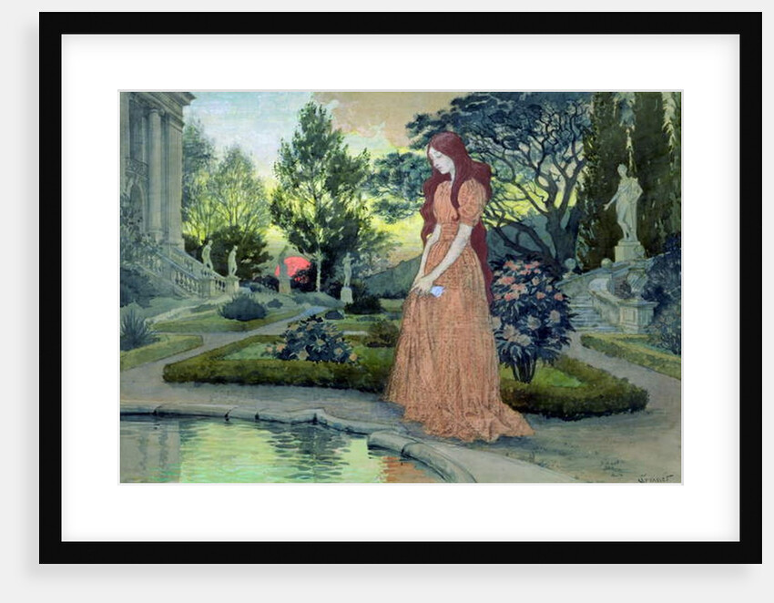 Young girl in a garden by Eugene Grasset