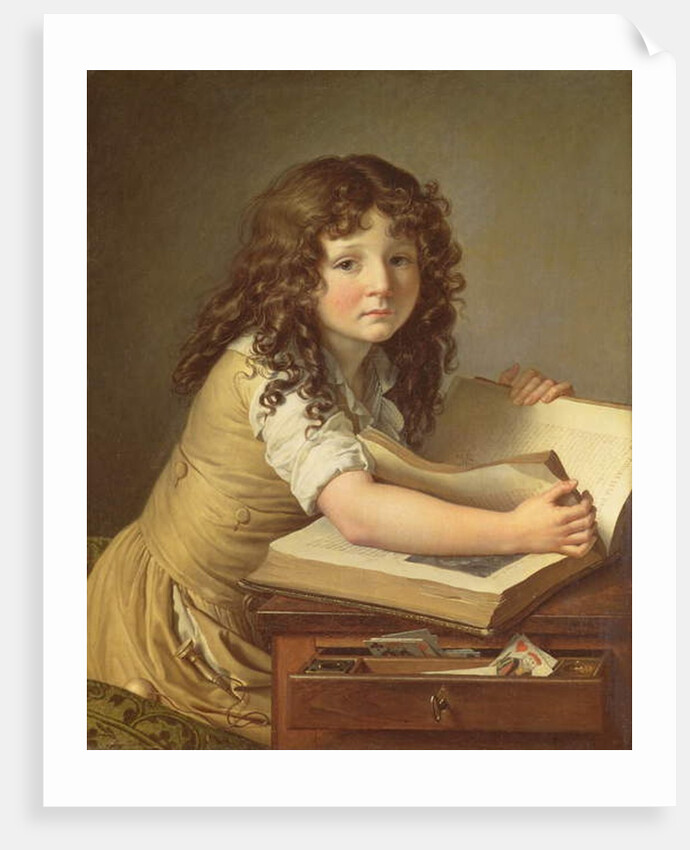 A child looking at pictures in a book by Anne Louis Girodet de Roucy-Trioson