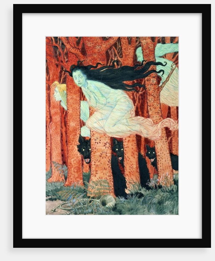 Three Women and Three Wolves by Eugene Grasset